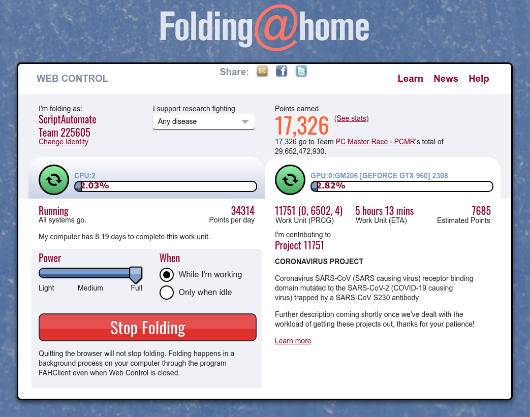 Folding@Home Web Control